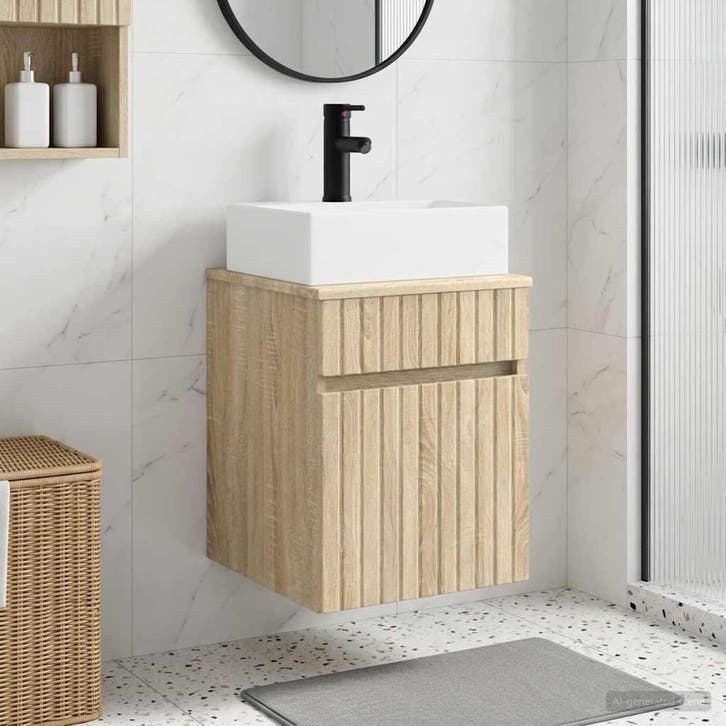 vidaXL Wandgemaakte spoelbak wastafel Sonoma Eiken 39 x 41 x, Maison & Meubles, Tables | Coiffeuses, Envoi