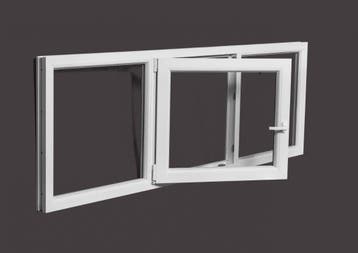 PVC raam vast-draaikieip-vast b200xh110cm wit, Ophalen of Verzenden, Gevelraam of Ruit