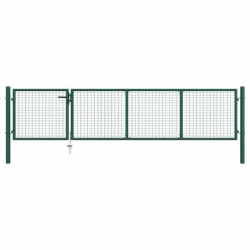 vidaXL Tuinpoort staal 350x75 cm groen, Verzenden, Nieuw