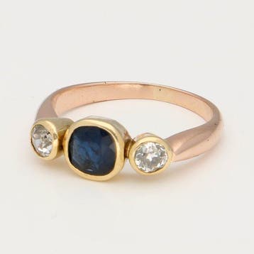 Bague - 18 carats Or rose, Or jaune Saphir - Diamant, Nieuw