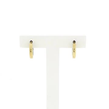 Bicolor gouden creolen; 14 karaat; Ø 14,1 mm (Oorbellen), Handtassen en Accessoires, Ophalen of Verzenden, Gebruikt, Goud, Goud