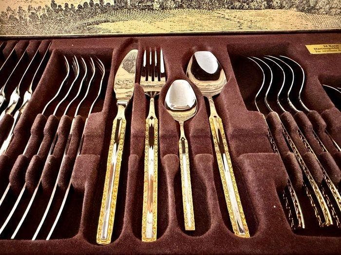 Bestekset voor 6 personen - Verguld, Nieuwe staat - Solingen, Antiquités & Art, Antiquités | Meubles | Tables