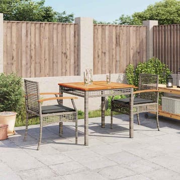 vidaXL 3-delige Tuinset met kussens poly rattan grijs, Verzenden, Nieuw, Tuinset