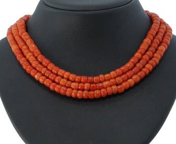 Chaîne - 18 carats Or jaune Corail rouge - Filigrain château