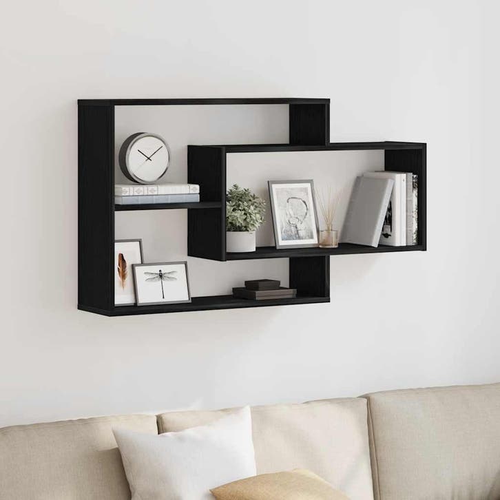 vidaXL Wandplank Zwart Eiken 104x20x58,5 cm Bewerkt Hout, Maison & Meubles, Armoires | Armoires murales, Envoi