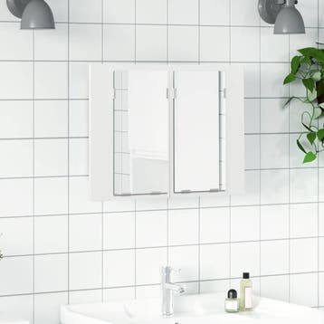 vidaXL Badkamerkast met spiegel en LED 60x12x45 cm acryl wit, Verzenden, Nieuw