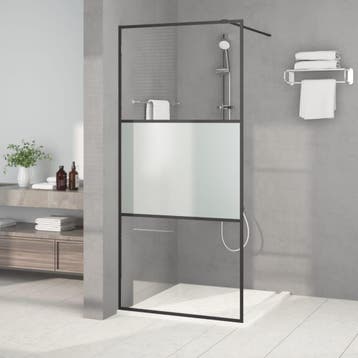 vidaXL Inloopdouchewand 90x195 cm halfmat ESG-glas zwart, Verzenden, Nieuw