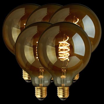 Set van 5 Filament LED Lamp Globe XL Curl Gold Ø125 mm E27 4, Verzenden, Nieuw