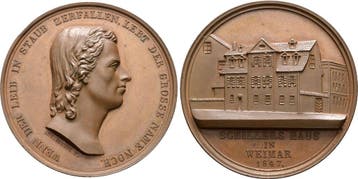 Brons medaille Schillers Haus in Weimar 1847 Friedrich vo..., Verzenden