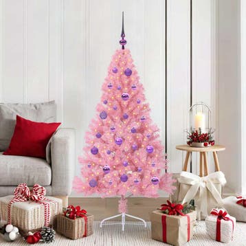 vidaXL Kunststof Voorverlichte Kerstboom met 150 LED Roze, Verzenden
