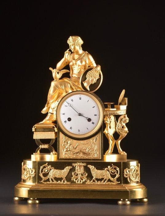 Figurale pendule Empire - Ormolo - 1800-1850, Antiquités & Art, Antiquités | Horloges