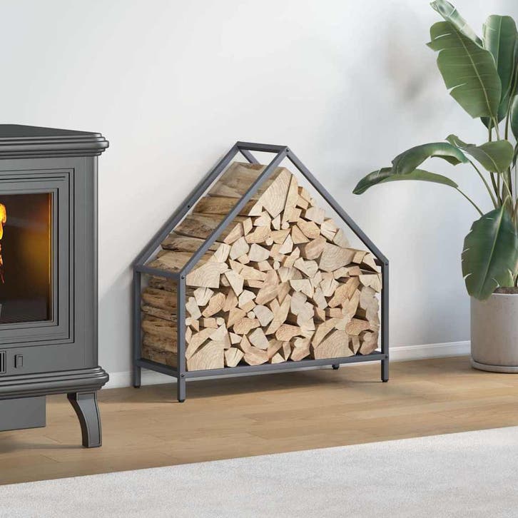 vidaXL Brandhoutrek 60x25x60 cm koudgewalst staal, Tuin en Terras, Brandhout, Verzenden