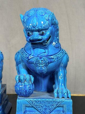 Figure - Pair of porcelain foo dogs - Porcelaine - Chine, Antiquités & Art