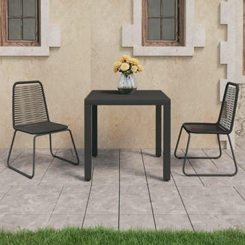 vidaXL 3-delige Tuinset PVC-rattan zwart, Verzenden, Tuinset