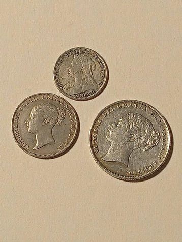 Verenigd Koninkrijk. Victoria. 3-6 Pence and Shilling, Postzegels en Munten