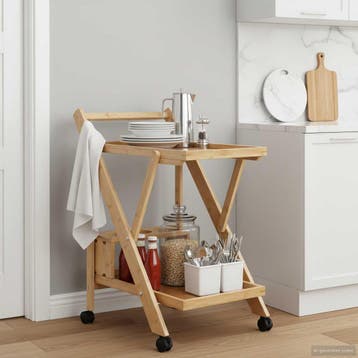 vidaXL Keuken Trolley met Wielen Lichtbruin 65 x 40,5 x 76,5, Verzenden, Nieuw