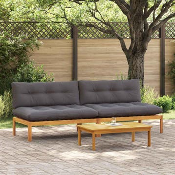 vidaXL Midden Sofa Eenheid 2 st Natuurlijk en Donkergrijs, Verzenden