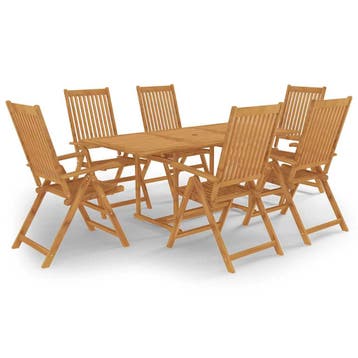vidaXL 7-delige Tuinset massief teakhout, Verzenden, Nieuw, Tuinset
