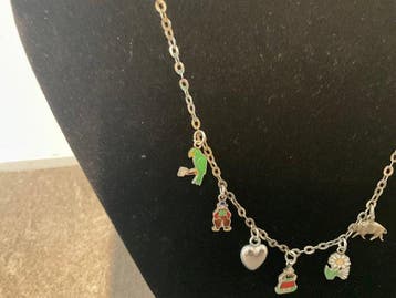 Zonder minimumprijs - Ketting met hanger Zilver, emaille -