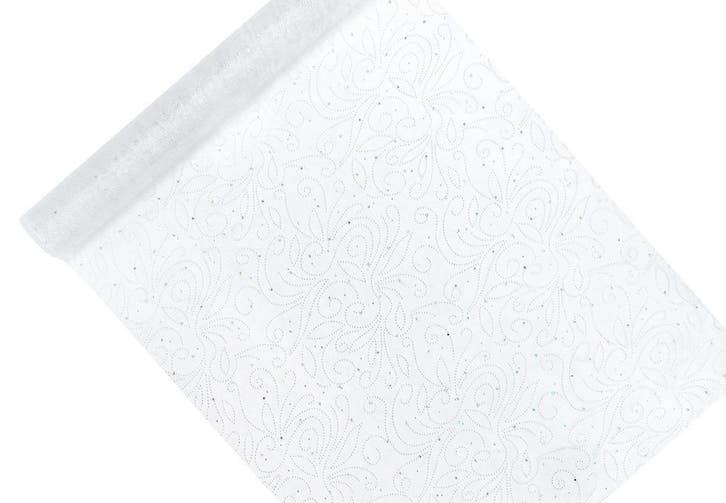 Witte Organza Stof Parels 48cm 9m, Hobby en Vrije tijd, Feestartikelen, Nieuw, Verzenden