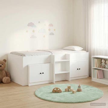 vidaXL Loft Bed Frame met Kast met opslag 3 st Wit Bewerkt, Verzenden, Nieuw