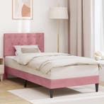 vidaXL Bedframe met hoofdeinde Roze 90 x 200 cm Fluweel, Verzenden, Nieuw