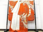 Prachtige vintage Furisode Kimono - pure zijde, bladgoud,