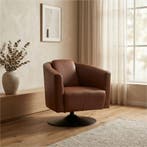 Leren draaifauteuil Press - Massif Armagnac (donkercognac), Bohemian, Klassiek, Retro, Romantisch, Vintage, Nieuw, Ophalen of Verzenden