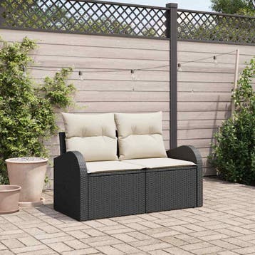 vidaXL Tuin Sofa met kussen Zwart 124 x 62 x 69cm poly, Verzenden, Nieuw