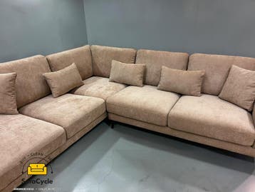 Luton hoekzetel rosé taupe in stof, hoek L – overstock, Verzenden