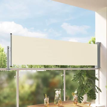 vidaXL Tuinscherm uittrekbaar 80x300 cm crèmekleurig, Verzenden