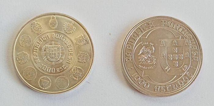 Portugal. 1000 Escudos 1995 2 x (Sans prix de réserve), Timbres & Monnaies, Monnaies | Europe | Monnaies non-euro