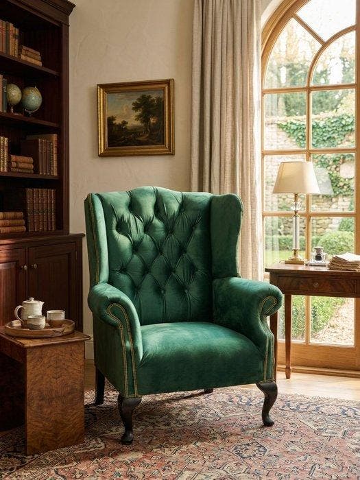 Fauteuil - Bois, Velours, Antiquités & Art, Curiosités & Brocante