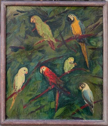 Oostenrijkse school (XX) - Oil study of parrots