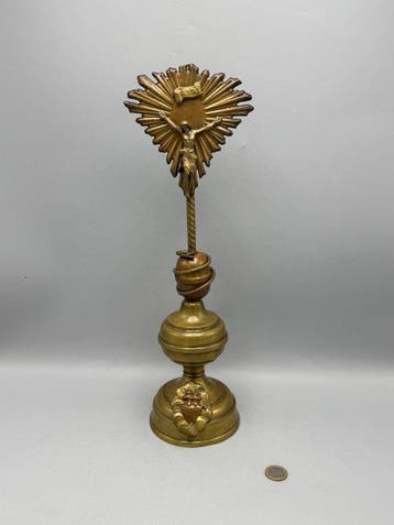 Art Nouveau Crucifix - Koper, Staal - 1920-1930 - Altaar