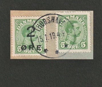 Denemarken 1919 - Faeröer – 2 øre provisorium op briefstukje