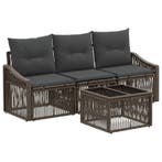 vidaXL Tuinbank Set 4 pcs Grijs poly rattan, Tuin en Terras, Verzenden, Nieuw