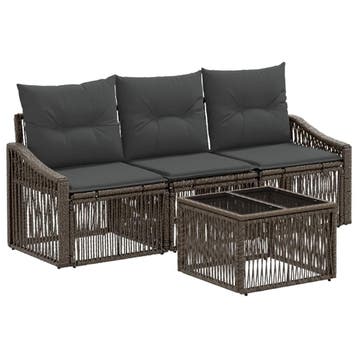vidaXL Tuinbank Set 4 pcs Grijs poly rattan, Tuin en Terras, Tuinsets en Loungesets, Verzenden, Nieuw