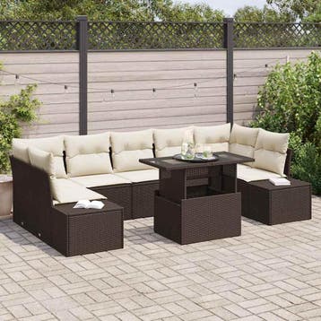 vidaXL Bankstel 8 st Bruin en Crème poly rattan, Verzenden, Nieuw