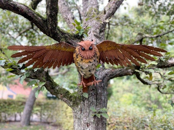sculptuur, Schitterende uil - Oehoe - Spanwijdte 96 cm -, Antiquités & Art, Curiosités & Brocante