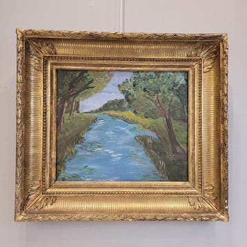 Franse school (XX) - Paisaje fluvial, Antiek en Kunst