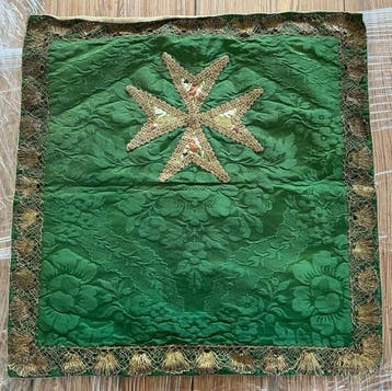 Zeldzaam liturgisch antependium - 53 x 53 cm - Groene