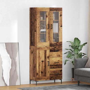 vidaXL Highboard 2 st Oudhout 69,5 x 34 x 180 cm Bewerkt, Huis en Inrichting, Verzenden, Nieuw