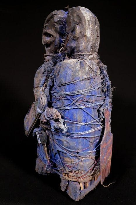 Figuur - Fon Bescherming Koppel - 38 cm - Benin, Antiquités & Art, Art | Art non-occidental