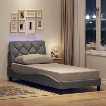 vidaXL Bedframe met LED zonder matras 90x200 cm stof, Verzenden