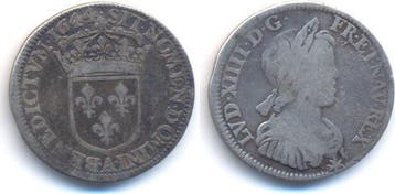 1/4 Ecu Paris 1644 A Frankreich: Ludwig Xiv, 1643 1715:, Verzenden