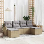 vidaXL Bankstel met kussen 6 pcs Beige en lichtgrijs poly, Verzenden, Nieuw