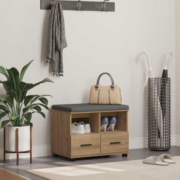 vidaXL Hallenbank Artisan Eik 60 x 38 x 46 cm Geengineerd, Verzenden