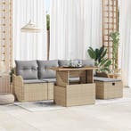 vidaXL Tuinbank Set met kussen met opslag 6 pcs Beige poly, Jardin & Terrasse, Verzenden