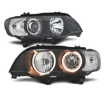 PHARES XÉNON POUR BMW X5 E53 99-03 ANGEL EYES FOND NOIR, Verzenden